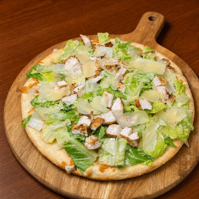 Mini Grilled Chicken Caesar Pizza.